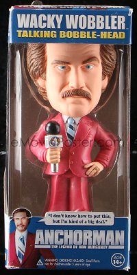 6a025 ANCHORMAN talking bobble-head 2004 The Legend of Ron Burgundy, newscaster Will Ferrell!