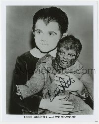 6b597 BUTCH PATRICK signed 8x10 publicity still 1980s portrait as Eddie Munster holding Woof-Woof!