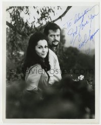 6b730 CAROL LAWRENCE signed 8.25x10 REPRO still 1970s outdoor portrait with husband Robert Goulet!