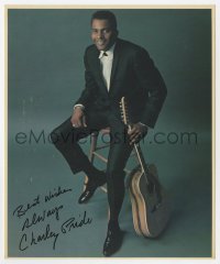 6b648 CHARLEY PRIDE signed color 8x9.75 REPRO still 1970s the country music singer with guitar!