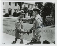 6b260 CHARLTON HESTON signed 8x10 still 1976 in uniform shaking hands with Edward Albert in Midway!