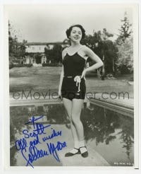 6b742 COLLEEN MOORE signed 8x10 REPRO still 1980s sexy swimsuit portrait on diving board over pool!