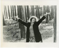 6b824 JOAN BAEZ signed 8.25x10 REPRO still 1970s great portrait of the musician singing in forest!