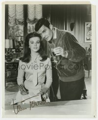 6b332 LOUIS JOURDAN signed 8.25x10 still 1966 close up with sexy Ann-Margret in Made in Paris!