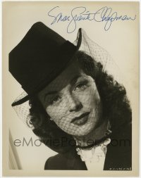 6b337 MARGUERITE CHAPMAN signed 8x10.25 still 1946 in veiled hat for The Walls Came Tumbling Down!