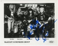 6b623 MCAULEY SCHENKER GROUP signed 8x10 publicity still 1990s by Robin McAuley & Michael Schenker!