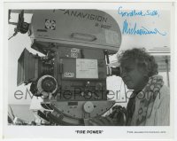 6b346 MICHAEL WINNER signed 8x10 still 1979 candid with Panavision camera on the set of Fire Power!