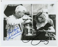 6b907 NAKED GUN signed 8x9.75 REPRO still 1990s by BOTH Leslie Nielsen AND Priscilla Presley!