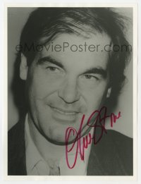 6b914 OLIVER STONE signed 7.5x9.5 REPRO still 1980s super close portriat of the writer/director!