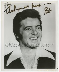 6b950 ROBERT GOULET signed 8x10 REPRO still 1980s smiling portrait of the singer with great hair!