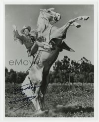 6b957 ROY ROGERS signed 8x10 REPRO still 1980s the singing cowboy legend on rearing Trigger!