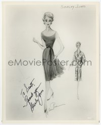 6b966 SHIRLEY JONES signed 8x10.25 REPRO still 1970s wonderful wardrobe sketch in two outfits!