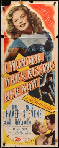 6b029 I WONDER WHO'S KISSING HER NOW signed insert 1947 by June Haver, biography of Joe Howard!