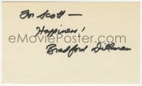 6b472 BRADFORD DILLMAN signed 3x5 index card 1980s it can be framed & displayed with a repro still!
