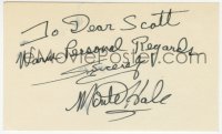 6b512 MONTE HALE signed 3x5 index card 1980s it can be framed & displayed with a repro still!