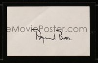6b520 RAYMOND BURR signed 3x5 index card 1980s can be framed w/included Perry Mason #1 comic book!