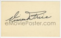 6b532 VINCENT PRICE signed 3x5 index card 1980s it can be framed with the included repro!
