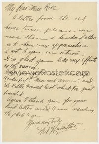 6b132 NEIL HAMILTON signed letter 1925 replying to fan letter sent from home town in Massachusetts!