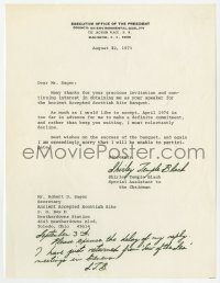 6b133 SHIRLEY TEMPLE signed letter 1973 declining to be a speaker and adding a postscript!
