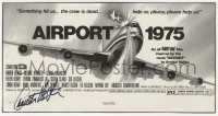 6b188 CHARLTON HESTON signed 5x9 pressbook ad 1974 cool airplane artwork for Airport 1975!