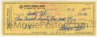 6b112 GLEN ASH signed 3x8 canceled check 1970 paying $371.40 to his wife Cindy!