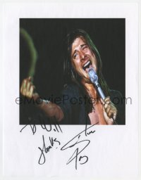 6b182 STEVE PERRY signed 9x11 photocopy 2000s the Journey lead singer performing with microphone!
