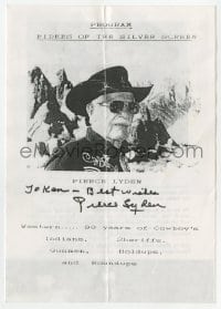 6b195 PIERCE LYDEN signed program 1995 when he appeared at Riders of the Silver Screen convention!
