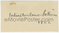 6b500 JULIA MARLOWE signed 3x4 cut index card 1922 it can be framed & displayed with a repro still!