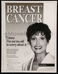 6b038 LENA HORNE signed 15x20 special poster 1990 advertising breast cancer awareness campaign!