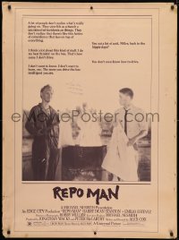 6b002 REPO MAN signed 31x41 special poster 1984 by Tracy Walter, Estevez take cars from deadbeats!