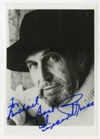 6b442 VINCENT PRICE signed 4x5 photo 1980s head & shoulders bearded portrait in turtleneck & hat!