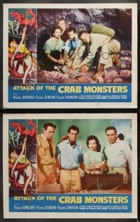 6c903 ATTACK OF THE CRAB MONSTERS 2 LCs 1957 Roger Corman, Richard Garland, classic border art!