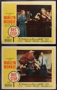 6c911 BUS STOP 2 LCs 1956 great images of sexy Marilyn Monroe on both, Don Murray!