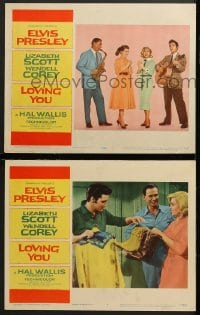 6c951 LOVING YOU 2 LCs 1957 great images of Elvis Presley & pretty Dolores Hart!