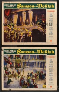 6c974 SAMSON & DELILAH 2 LCs 1949 barechested Victor Mature, action sequences, Cecil B. DeMille!
