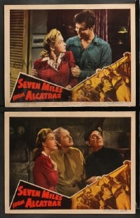 6c978 SEVEN MILES FROM ALCATRAZ 2 LCs 1942 both with great images of sexy Bonita Granville!