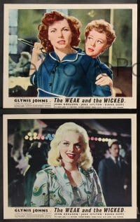 6c589 WEAK & THE WICKED 8 English LCs 1954 bad girl Diana Dors, strips bare raw facts of women in prison