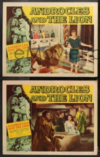 6c700 ANDROCLES & THE LION 5 LCs 1952 Victor Mature, beautiful Jean Simmons, border art of big cat!