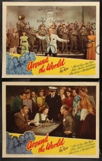 6c616 AROUND THE WORLD 7 LCs 1943 Kay Kyser with soldiers ogling eight Hawaiian beauties!