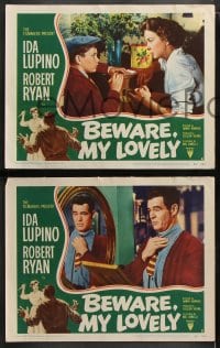 6c075 BEWARE MY LOVELY 8 LCs 1952 film noir, Ida Lupino is trapped by Robert Ryan!