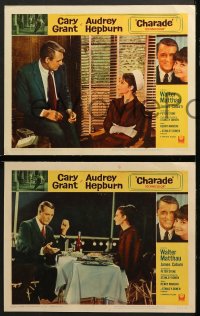 6c125 CHARADE 8 LCs 1963 Cary Grant & sexy Audrey Hepburn, expect the unexpected!