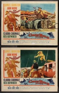 6c832 CIRCUS WORLD 3 LCs 1965 John Wayne in border, image of huge ship turned on its side + stunts!