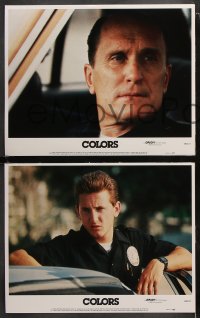 6c139 COLORS 8 LCs 1988 Sean Penn & Robert Duvall as cops, candid image of director Dennis Hopper!
