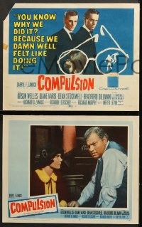 6c144 COMPULSION 8 LCs 1959 Dean Stockwell & Bradford Dillman try perfect murder, Orson Welles!
