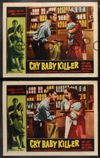 6c150 CRY BABY KILLER 8 LCs 1958 cool border art of Jack Nicholson in his 1st, Roger Corman!