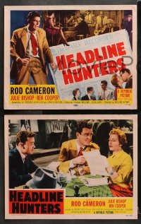 6c258 HEADLINE HUNTERS 8 LCs 1955 news reporter Rod Cameron, Julie Bishop, man confesses to murder!