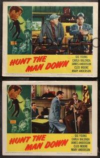 6c773 HUNT THE MAN DOWN 4 LCs 1951 cool film noir art, secrets bared in search for killer!
