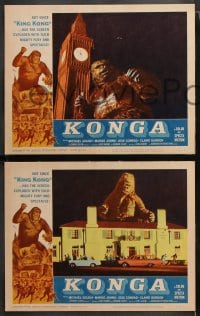 6c329 KONGA 8 LCs 1961 great images of giant angry ape terrorizing city, not since King Kong!