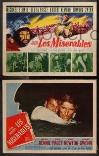 6c335 LES MISERABLES 8 LCs 1952 Michael Rennie as Jean Valjean, Debra Paget, Victor Hugo