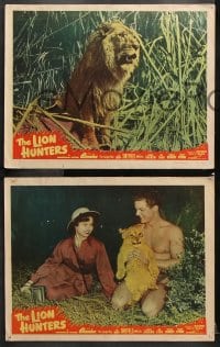 6c341 LION HUNTERS 8 LCs 1951 Johnny Sheffield & Woody Strode in Africa w/ cool lion image!